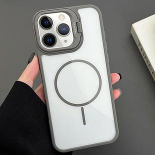 For iPhone 11 Pro Max PC Lens Holder MagSafe Magnetic Phone Case(Grey)