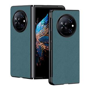 For Tecno Phantom V Fold Ultra-thin Plain Skin Leather Phone Case(Green)