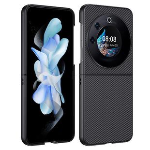 For Tecno Phantom V Flip Ultra-thin Carbon Fiber Texture Printing Phone Case(Black)