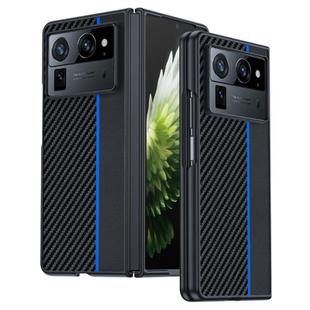 For Tecno Phantom V Fold2 Ultra-thin Carbon Fiber Texture Printing Phone Case(Black Blue)