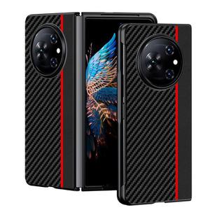 For Tecno Phantom V Fold Ultra-thin Carbon Fiber Texture Printing Phone Case(Black Red)