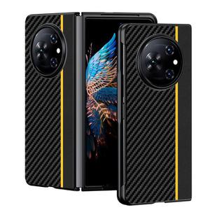 For Tecno Phantom V Fold Ultra-thin Carbon Fiber Texture Printing Phone Case(Black Yellow)