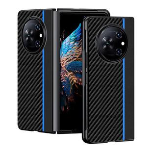 For Tecno Phantom V Fold Ultra-thin Carbon Fiber Texture Printing Phone Case(Black Blue)