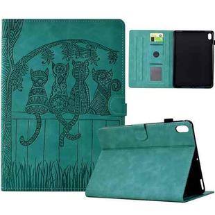 For Xiaomi Redmi Pad 2 Cats Embossed Leather Smart Tablet Case(Light Blue)