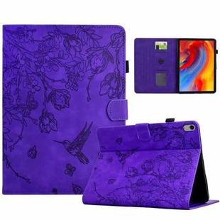 For Xiaomi Redmi Pad 2 Flowers and Bird Embossed Smart Leather Tablet Case(Purple)