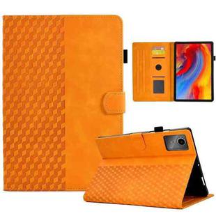 For Lenovo Xiaoxin Pad 11 2025 Rhombus Embossed Leather Smart Tablet Case(Khaki)