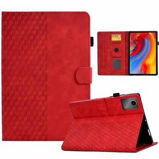 For Lenovo Xiaoxin Pad 11 2025 Rhombus Embossed Leather Smart Tablet Case(Red)
