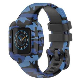 For GarminFit JR3 / Garmin Vivofit JR 3 xDfind Steel Buckle Printed Silicone Watch Band(Camouflage Blue)