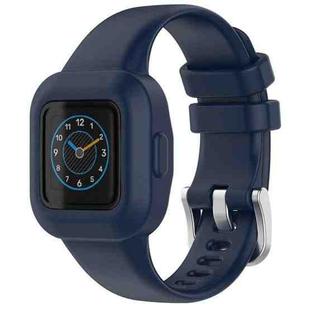 For GarminFit JR3 / Garmin Vivofit JR 3 xDfind Silver Steel Buckle Solid Color Silicone Watch Band(Dark Blue)