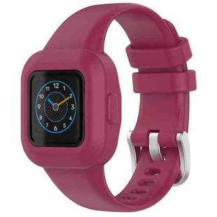 For GarminFit JR3 / Garmin Vivofit JR 3 xDfind Silver Steel Buckle Solid Color Silicone Watch Band(Wine Red)