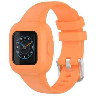 For GarminFit JR3 / Garmin Vivofit JR 3 xDfind Silver Steel Buckle Solid Color Silicone Watch Band(Orange)