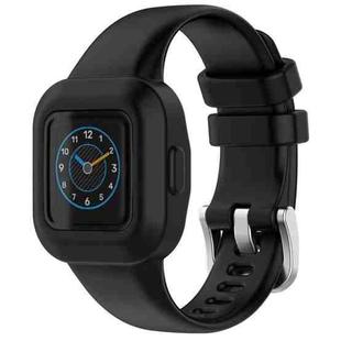 For GarminFit JR3 / Garmin Vivofit JR 3 xDfind Silver Steel Buckle Solid Color Silicone Watch Band(Black)