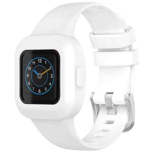 For GarminFit JR3 / Garmin Vivofit JR 3 xDfind Silver Steel Buckle Solid Color Silicone Watch Band(White)