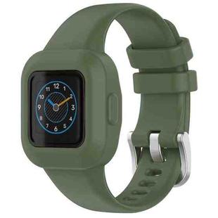 For GarminFit JR3 / Garmin Vivofit JR 3 xDfind Silver Steel Buckle Solid Color Silicone Watch Band(Army Green)