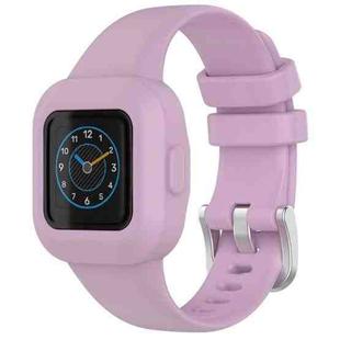 For GarminFit JR3 / Garmin Vivofit JR 3 xDfind Silver Steel Buckle Solid Color Silicone Watch Band(Light Purple)
