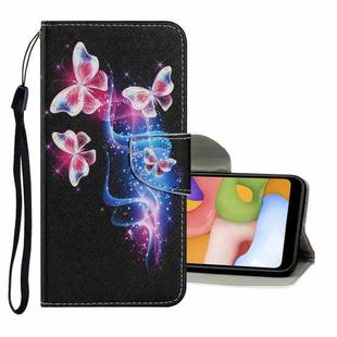 For Xiaomi Redmi Note 8T Coloured Drawing Pattern Horizontal Flip PU Leather Case with Holder & Card Slots & Wallet & Lanyard(Three Fluorescent Butterflies)