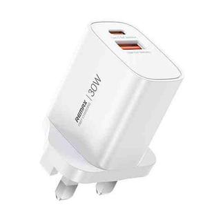 REMAX U187 30W USB and Type-C GaN Fast Charger, Specification:UK Plug(White)