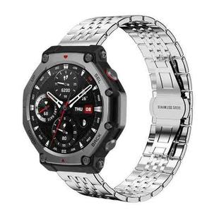For Amazfit T-Rex 3 22mm xDfind Seven-bead Solid Stainless Steel Watch Band(Silver)