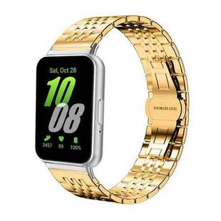 For Samsung Galaxy Fit3 SM-R390 18mm xDfind Seven-bead Solid Stainless Steel Watch Band(Gold)