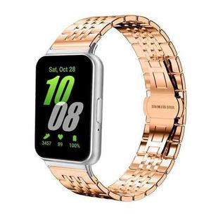 For Samsung Galaxy Fit3 SM-R390 18mm xDfind Seven-bead Solid Stainless Steel Watch Band(Rose Gold)