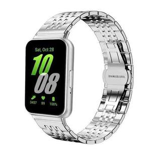 For Samsung Galaxy Fit3 SM-R390 18mm xDfind Seven-bead Solid Stainless Steel Watch Band(Silver)