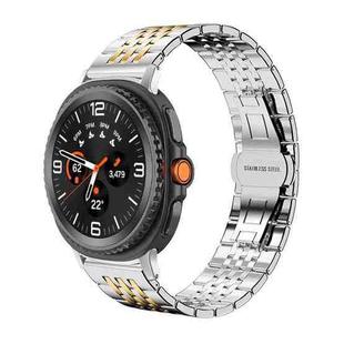For Samsung Galaxy Watch8 22mm xDfind Seven-bead Solid Stainless Steel Watch Band(Silver Gold)