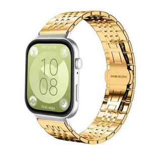 For Huawei Watch Fit4 / Fit3 / Fit4 Pro 20mm xDfind Seven-bead Solid Stainless Steel Watch Band(Gold)