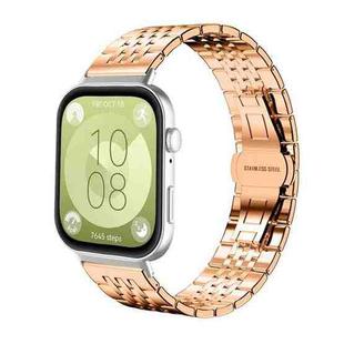 For Huawei Watch Fit4 / Fit3 / Fit4 Pro 20mm xDfind Seven-bead Solid Stainless Steel Watch Band(Rose Gold)