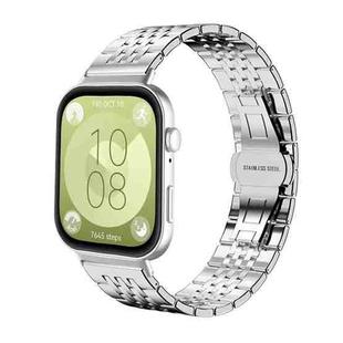 For Huawei Watch Fit4 / Fit3 / Fit4 Pro 20mm xDfind Seven-bead Solid Stainless Steel Watch Band(Silver)