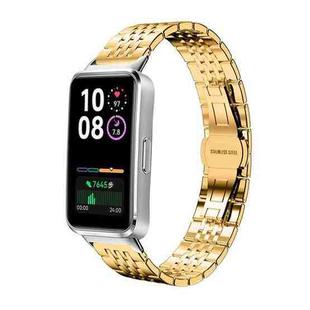 For Huawei Band 10 / 9 / 8 14mm xDfind Seven-bead Solid Stainless Steel Watch Band(Gold)