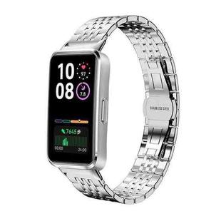 For Huawei Band 10 / 9 / 8 14mm xDfind Seven-bead Solid Stainless Steel Watch Band(Silver)