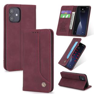 For iPhone 12 mini POLA 008 Series Retro Magnetic Horizontal Flip Leather Case with Holder & Card Slots(Red)