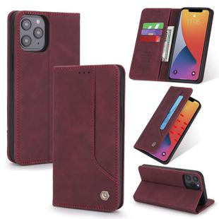 For iPhone 12 / 12 Pro POLA 008 Series Retro Magnetic Horizontal Flip Leather Case with Holder & Card Slots(Red)