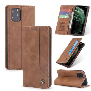 For iPhone 11 Pro Max POLA 008 Series Retro Magnetic Horizontal Flip Leather Case with Holder & Card Slots(Brown)