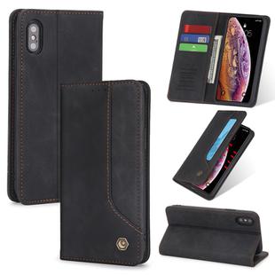 For iPhone X / XS POLA 008 Series Retro Magnetic Horizontal Flip Leather Case with Holder & Card Slots(Black)