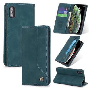 For iPhone XS Max POLA 008 Series Retro Magnetic Horizontal Flip Leather Case with Holder & Card Slots(Blue)