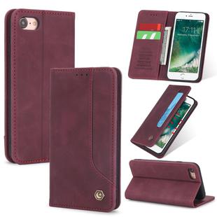 For iPhone 8 / 7 POLA 008 Series Retro Magnetic Horizontal Flip Leather Case with Holder & Card Slots(Red)