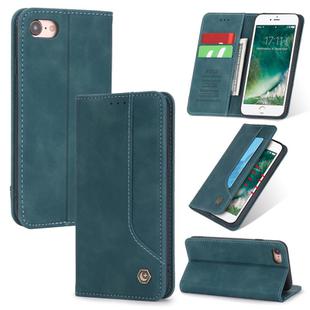 For iPhone 8 / 7 POLA 008 Series Retro Magnetic Horizontal Flip Leather Case with Holder & Card Slots(Blue)