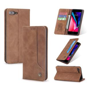 For iPhone 8 Plus / 7 Plus / 6 Plus POLA 008 Series Retro Magnetic Horizontal Flip Leather Case with Holder & Card Slots(Brown)