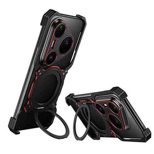 For Huawei Pura 80 Pro+ Mechanical Arm Borderless MagSafe Holder Metal Phone Case(Black Red)