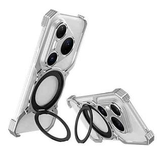 For Huawei Pura 80 Ultra Mechanical Arm Borderless MagSafe Holder Metal Phone Case(Silver)