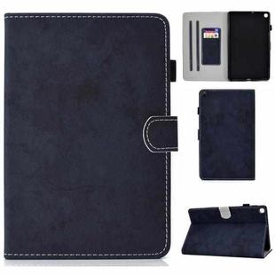 For Samsung Galaxy Tab A7 (2020) T500 Marble Style Cloth Texture Leather Case with Bracket & Card Slot & Pen Slot & Anti Skid Strip(Dark Blue)