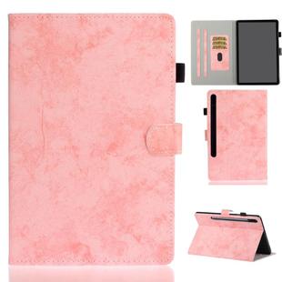 For Samsung Galaxy Tab S8 / Galaxy Tab S7 11.0 T870 Marble Style Cloth Texture Leather Case with Bracket & Card Slot & Pen Slot & Anti Skid Strip(Pink)