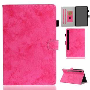 For Samsung Galaxy Tab S8 / Galaxy Tab S7 11.0 T870 Marble Style Cloth Texture Leather Case with Bracket & Card Slot & Pen Slot & Anti Skid Strip(Rose Red)