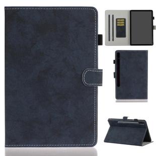 For Samsung Galaxy Tab S8 / Galaxy Tab S7 11.0 T870 Marble Style Cloth Texture Leather Case with Bracket & Card Slot & Pen Slot & Anti Skid Strip(Dark Blue)