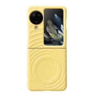 For OPPO Find N3 Flip Wave Texture MagSafe Skin Feel PC Phone Case(Yellow)