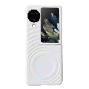 For OPPO Find N3 Flip Wave Texture MagSafe Skin Feel PC Phone Case(White)