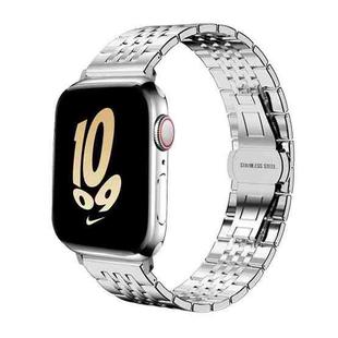 For Apple Watch 42 / 44 / 45 / 46 / 49mm 22mm xDfind Seven-bead Solid Stainless Steel Watch Band(Silver)