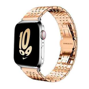 For Apple Watch 38 / 40 / 41 / S10 42mm 20mm xDfind Seven-bead Solid Stainless Steel Watch Band(Rose Gold)