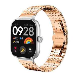For Xiaomi Smart Band 9 Pro/Redmi Watch 5/4 20mm xDfind Seven-bead Solid Stainless Steel Watch Band(Rose Gold)